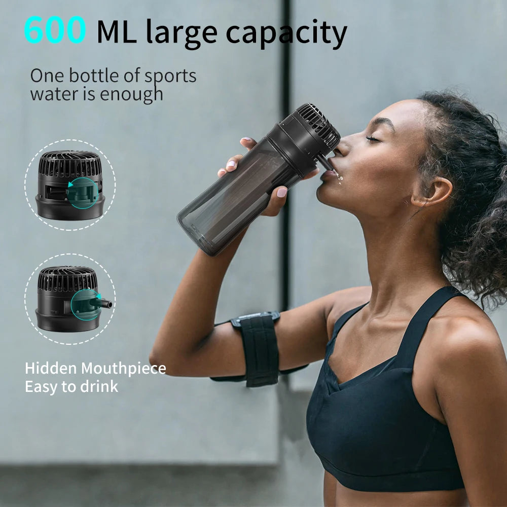 2-In-1 Plastic Water Bottle With Fan Including 3 Different Speeds