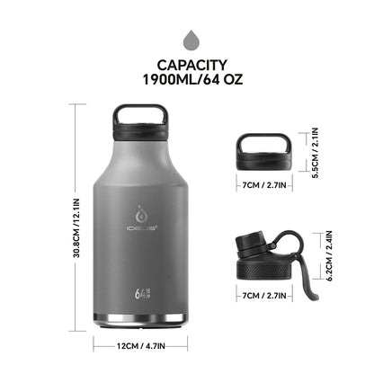 64oz Stainless Steel Insulated Sports Water Bottle
